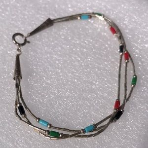 3 Strand Sterling silver and beads bracelet